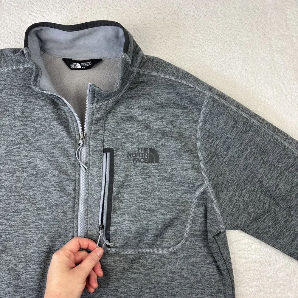 THE NORTH FACE Canyonlands 1/2 Zip Fleece Jacket Mens Large Gray Fleece Stretch